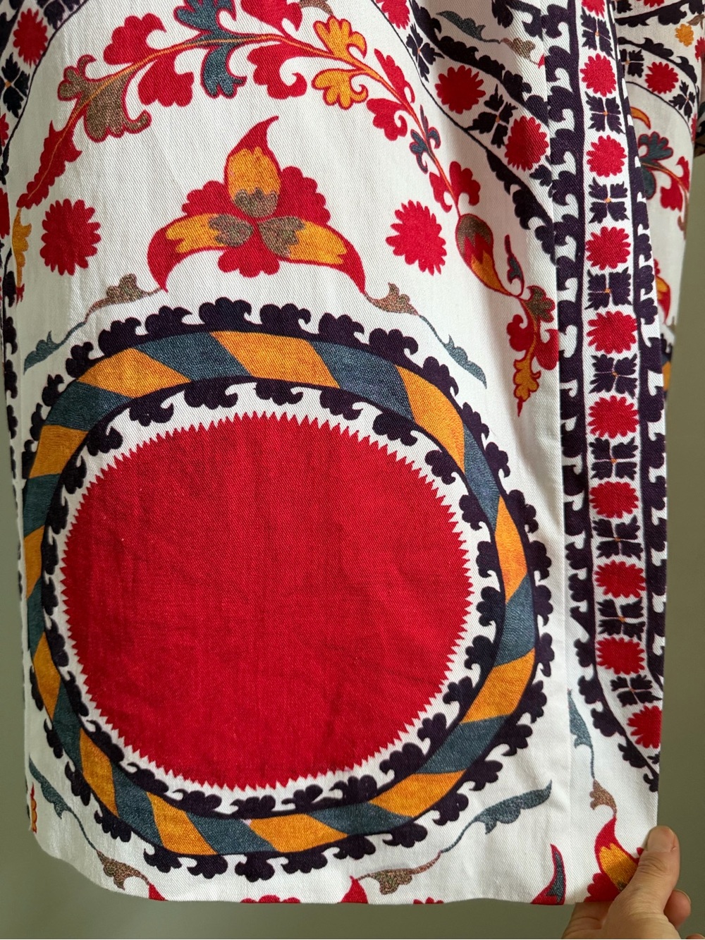 Embroidered Pattern Kimono Robe - Red & White - Picture 3 of 6